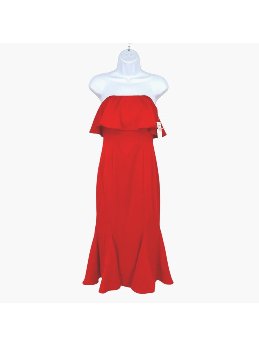 Liv Foster Ruffle Crepe Back Satin Modern Glamour Black Tie Red Dress Size 0 NWT